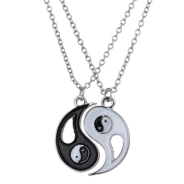 2 st Yin Yang Halsband Hänge Svart Vit Par Vän Vänskap Smycken Gåvor