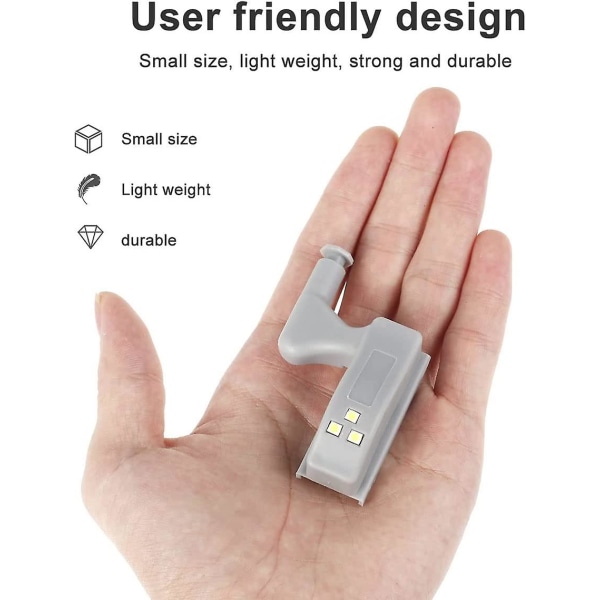 10 stk Universal Hengsel LED Sensor Lys Skap Skap Klesskap Nattlys (hvit)