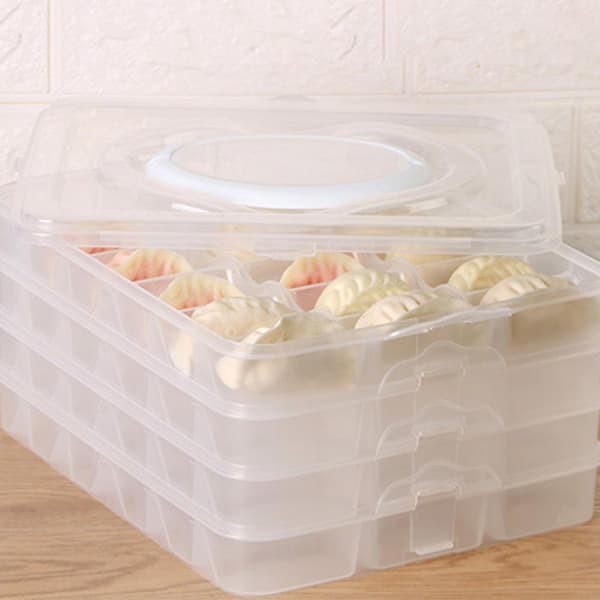 Torage Box Multi-level Quick-frozen Dumpling Box Transparent Refrigerator Quick-frozen Dumpling - B（som vist)