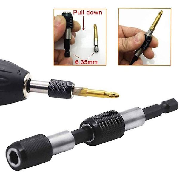 3 stk. 6,35 mm sekskant skaft magnetisk skruetrækker bit holder sokkel driver bits til hurtigudløserstang, 60 mm længde