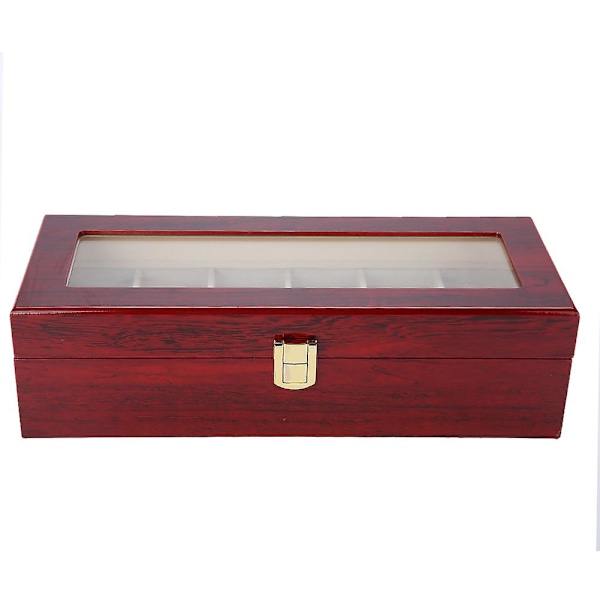 6 Fack Trä Klockförvaring Väska Display Box Hållare Organizer