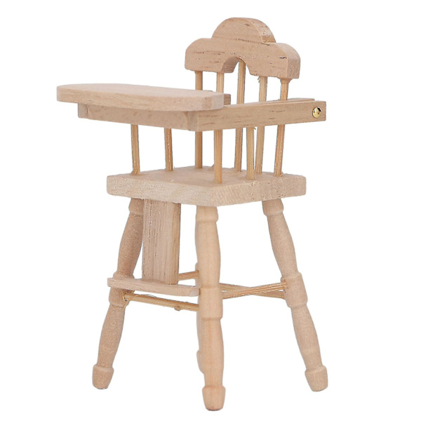 1/12 Dockhus Baby Matstol Livsliknande Fällbar Miniatyr Möbel Modell Björk Trä Vacker Dockhus Dekoration