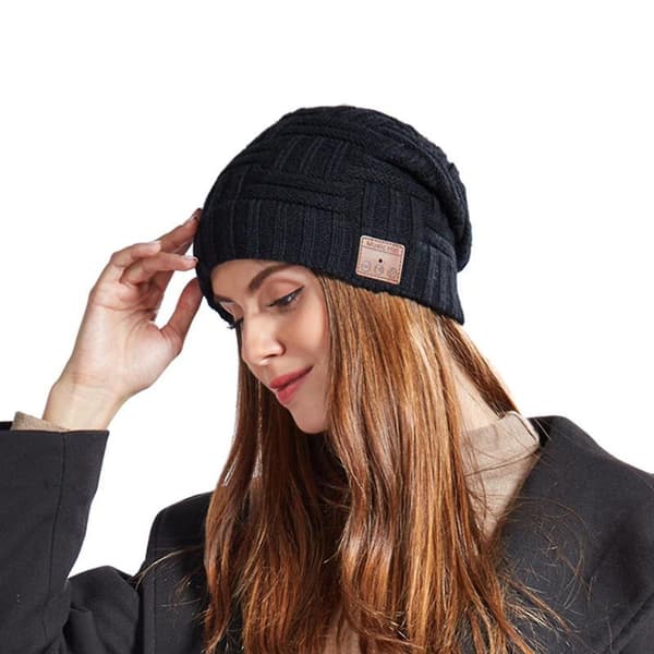 Blød Bluetooth strikket hue vaskbar strikkehue cykel stereo cap hatte