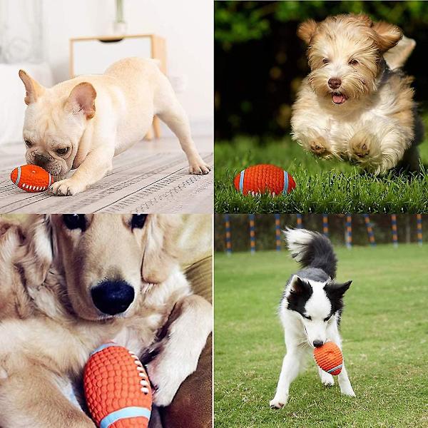 Gummiboll för hund, husdjurspipande leksaker, hundrugbyboll, pipande latexgummi hund leksak bollar bitbeständiga tänder träningsleksaker för hundar - 14 * 8 cm