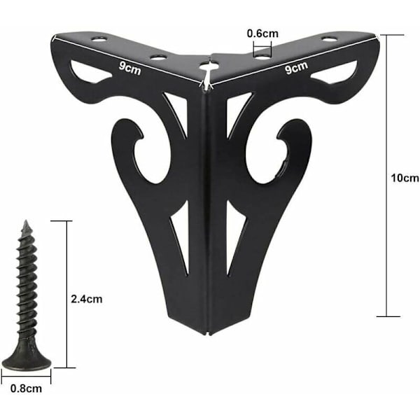 Set om 4 moderna svarta metallmöbelben Ersättningsben för soffa Triangulära bordsben med skruvar för DIY-projekt Soffa Bord Garderob (10 cm höga)，
