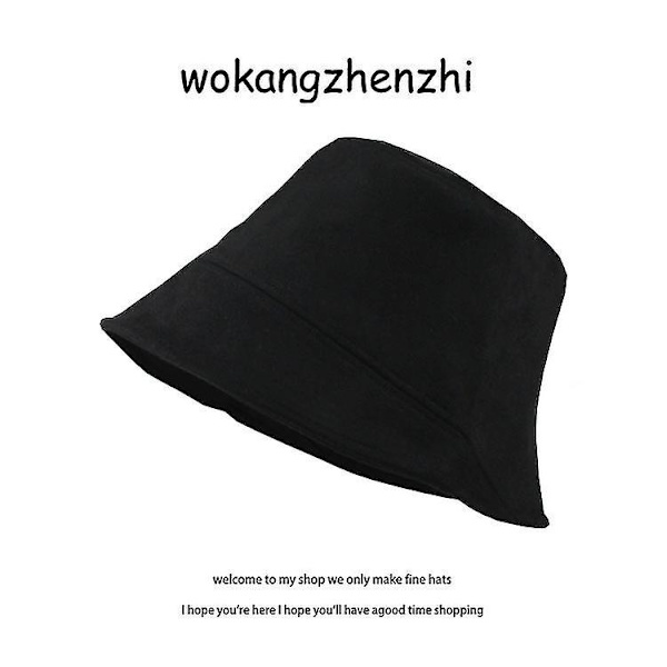 Sydkorea Ins Höst Och Vinter Solid Fär Mocka Fiskarehatt Kvinnlig Nisch Designer Ansikte Liten Bassäng Kepss Bucket Hat（Grå）