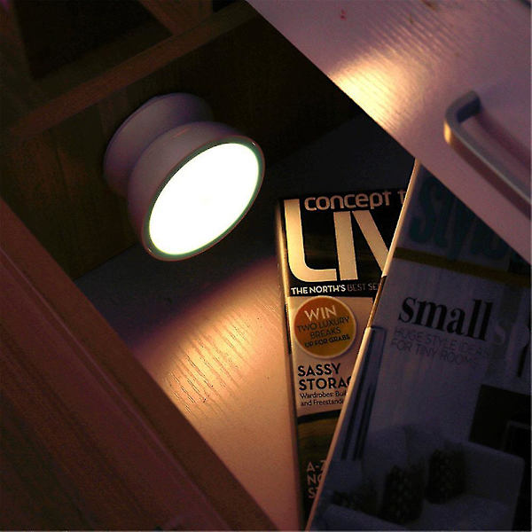 Led natlys sensor magnet roterende base krop induktion lampe til hjem trappe gang, wuzhou (hvidt lys)
