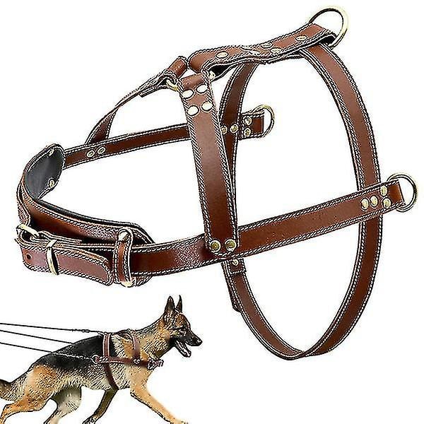 Genuine Leather Dog Harness For Walks Training Big Dog Pulling Harness Exercise-4