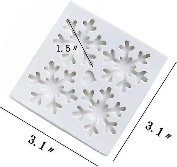 3D Jule Tema Silikone Blød Slikform Snefnug Slikkageform Chokoladekagedekorationsform