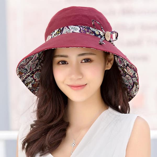 Solhattar för kvinnor, härlig sommar dam solhatt floppy, packable, uv-skydd Upf 50+ blå (rosa)