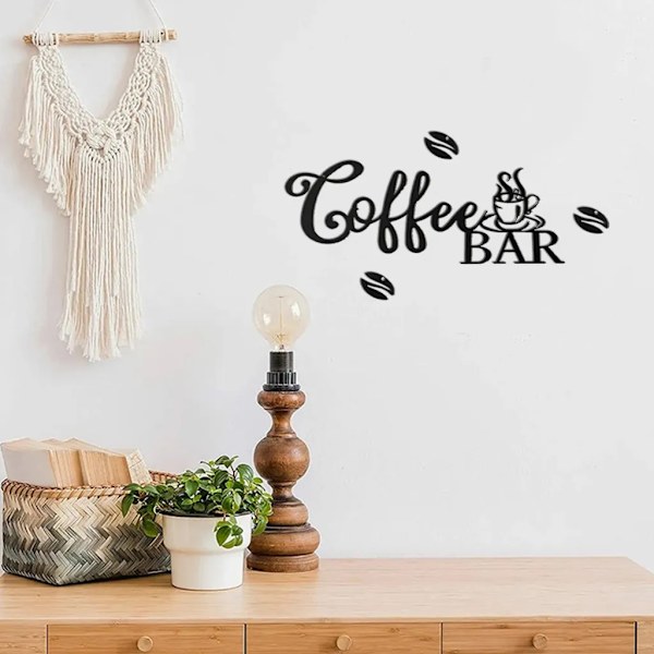 Järnkaffeskylt, hängande väggkonstskylt, kaffekoppväggdekoration, kaffebarbokstavsskylt för kafé, bondgård, kök 35x13cm