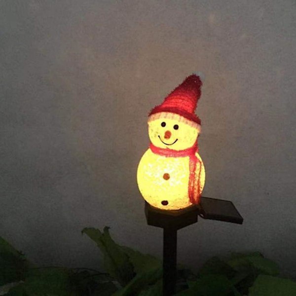 2 LED Solar Snømann Lys Hagedekorasjon Julebelysning Hagebelysning Solcellelampe for