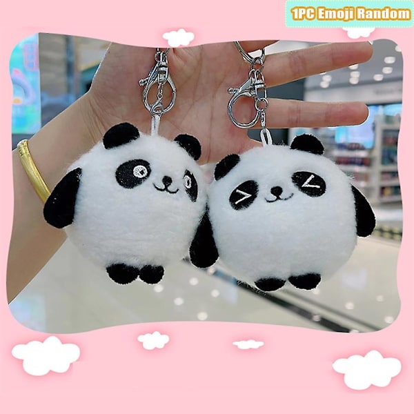 Plys Panda Nøglering Super Sød Blinkende Store Øjne Panda Nøglering Dukke Kvinder Mode Sød Taske Tilbehør Bil Nøglering-tilfældigt Udtryk