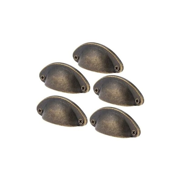 Möbelhandtag 5 st Järnskalhandtag, halvrunt handtag med skruv, retrohandtag, halvrunt handtag, 5020 mm, grön brons