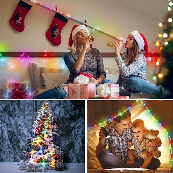 Ljus 100 LED 10 meter silvertråd 4 färger, USB-kontakt med fjärrkontroll stjärnljus för jul-fest bröllopsfest dekoration