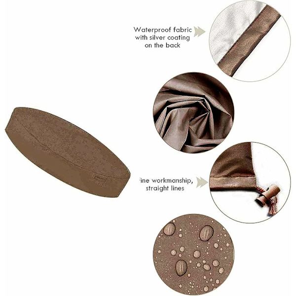 Vattentät rund spa-skydd utomhus badtunna lock vattentät spa-skydd UV-beständig vindskydd badtunna lock för simbassäng brun 210×30cm