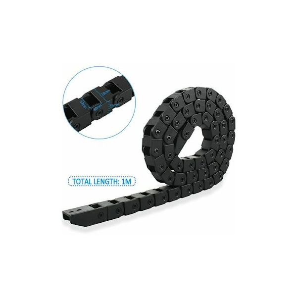 CRUEL 1 st 1M Dragkedja R28 10mm x 10mm Plastkabelbindningskedja för 3D-skrivare CNC-fräsmaskin, Svart