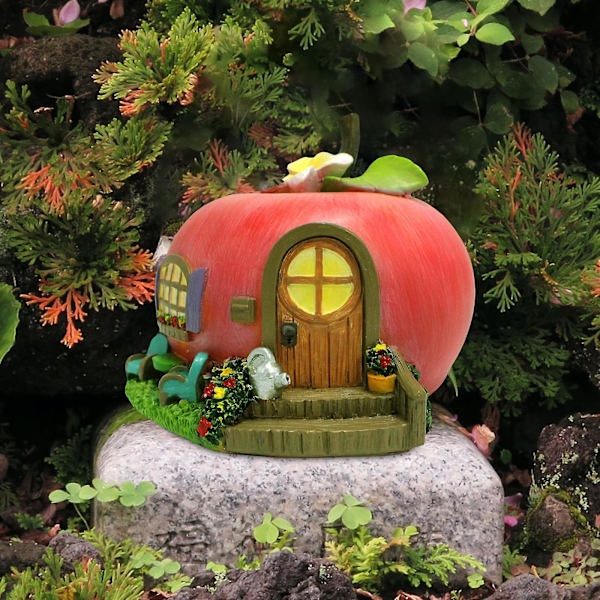 Hartsfigur i form av frukthus, dekoration för trädgård, miniatyrfigur, prydnad för mikrolandskap, för blomkruka, veranda, entré (liten, flerfärgad)