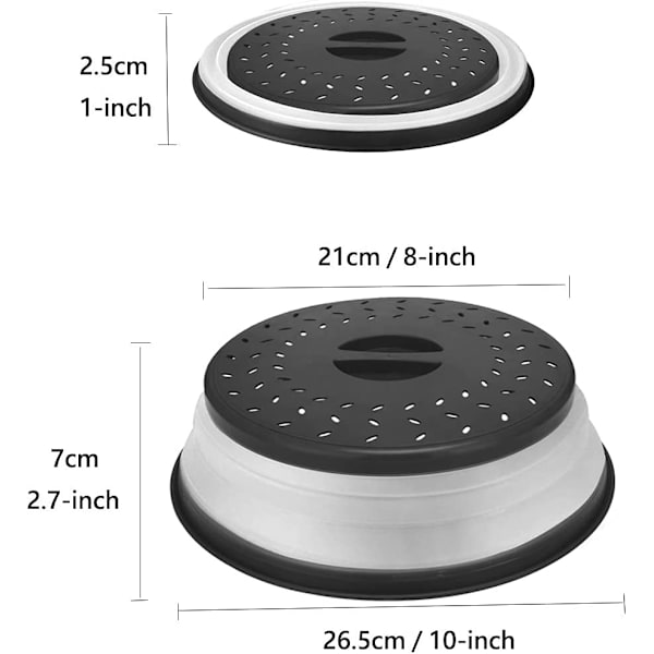 2-pack hopfällbart mikrovågsugnslock matsil Grå