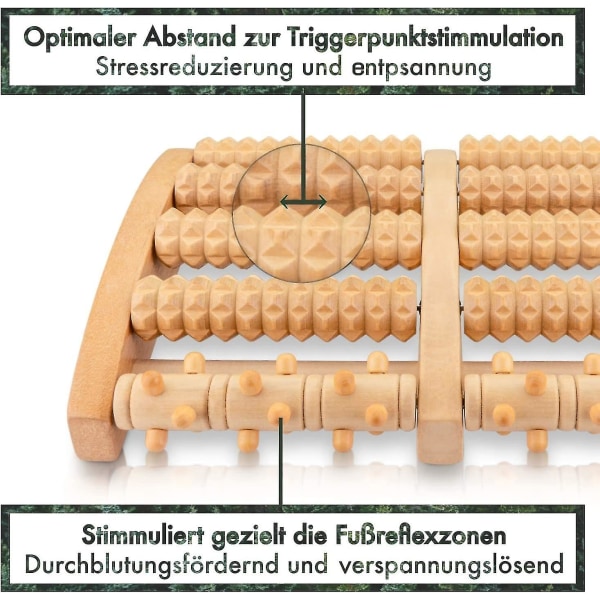 Fotmassasjerulle for stressreduksjon og avspenning gjennom triggerpunktterapi - Fotmassasje perfekt for hjem og kontor - Fotmassasjerulle i tre for