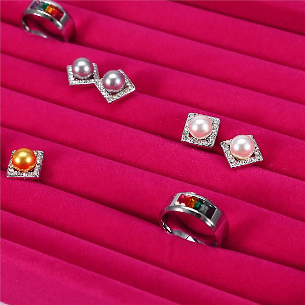 Ring Display Bakke Slot Fashion Smykker Organizer Holder Etui Showcase Rose
