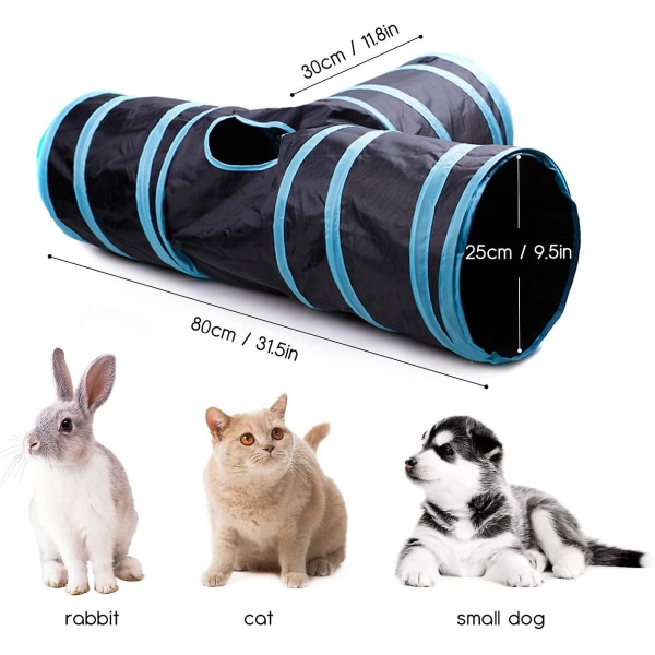 Kattelegetøj 3-vejs bøjeligt rør, kanintunnel, velegnet til katte, hvalpe, kaniner, marsvin, kæledyrslegetøj