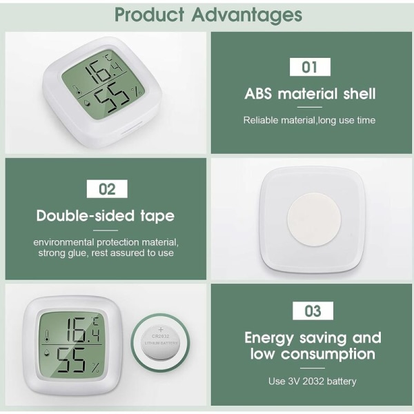 3-pack Mini LCD Digital Termometer Hygrometer för barnrum, seniorrum, studierum, vinkällare, etc.