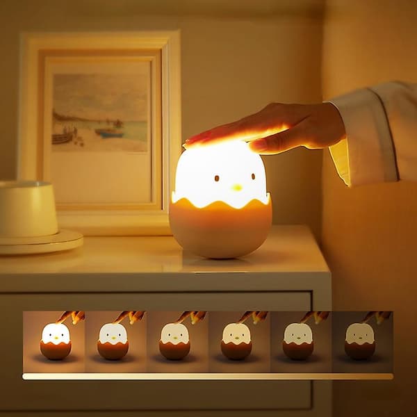 Led Barnrumsnattlampa Kyckling Silikon Touch Usb Sensing Light（Kall vit)