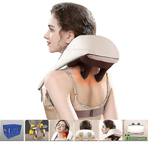 Massagers For Neck And Shoulder With Heat, Neck And Back Massager High Quality D~（Beige）