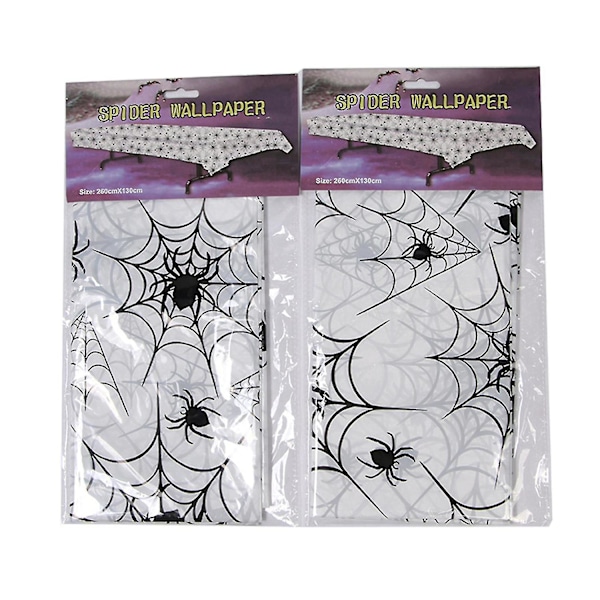 Halloween Spindelväv Tyg Bordsduk Vit Och Svart Bordsduk Spöklikt Utseende Halloween Dekor Rekvisita