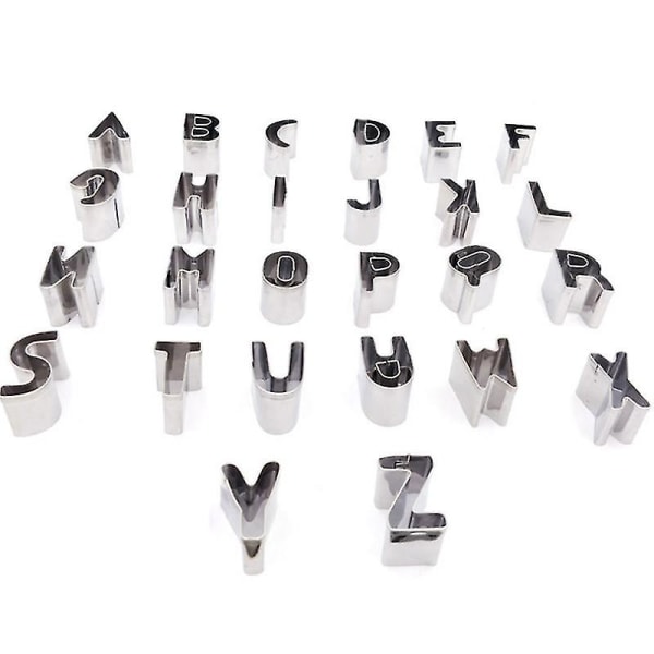 Stainless Steel Alfabet Letter Cookie Cutters Form Kjeks Tall Cutter Sett Kake dekorasjonsformer (1 sett (26 stk))