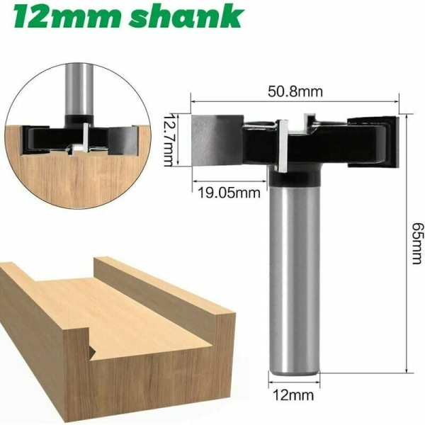 CNC-fräsbit med 12 mm skaft, träbearbetningsfräsbit, planfräs, träbearbetningsverktyg, CNC-fräsbit för träpanel (svart)