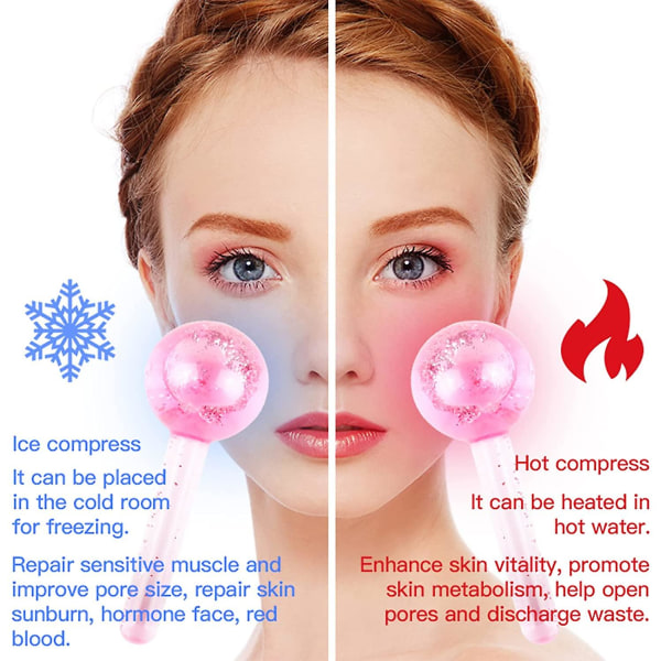 Iskuler for ansiktsbehandlinger, 2 stk. isruller for ansiktet Kald og varm ansiktsrullmassasje for øynene Nakke (rosa)