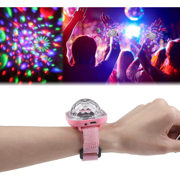 Mini Discokugle Lys Atmosfære Lys Armbånd Lydaktiveret Led Scenelys Ur Til Værelsesindretning, Bil, Fødselsdag（Pink）