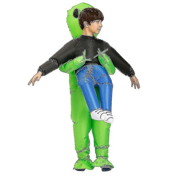 Grön utomjording som bär mänsklig dräkt Uppblåsbar Rolig Blow Up Suit Cosplay ForKid