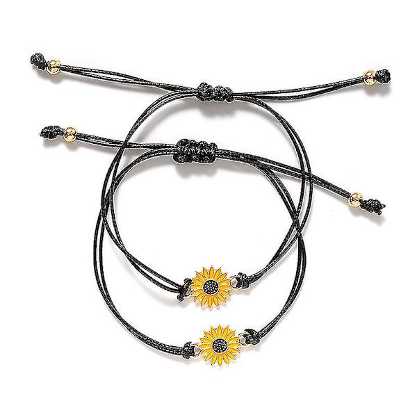 2 stk. Mote Solsikke Ønske Justerbart Armbånd Sommer Legering Flettet Armbånd