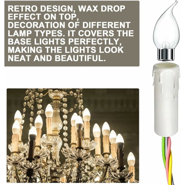 24 st droppljusrör Plast droppkåpor Ljushållare för LED-kristallljusstakar (25 x 10 cm)