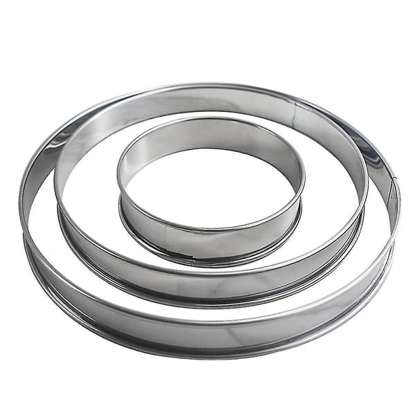 3 st rulltårtformar i rostfritt stål, runda mousseformar (silver)