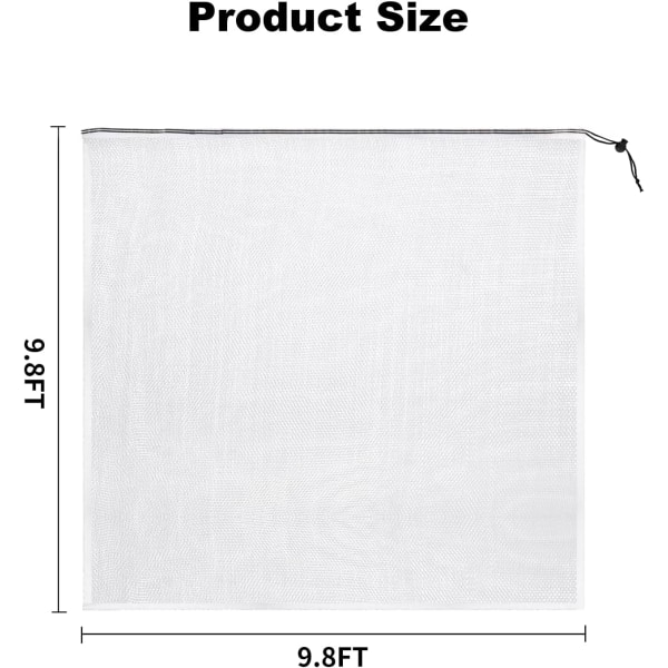 Fruktträdsskyddsnät, 9,8 x 9,8 fot, transparent material, trädgårdsväxtbarriär med dragkedja och dragsko