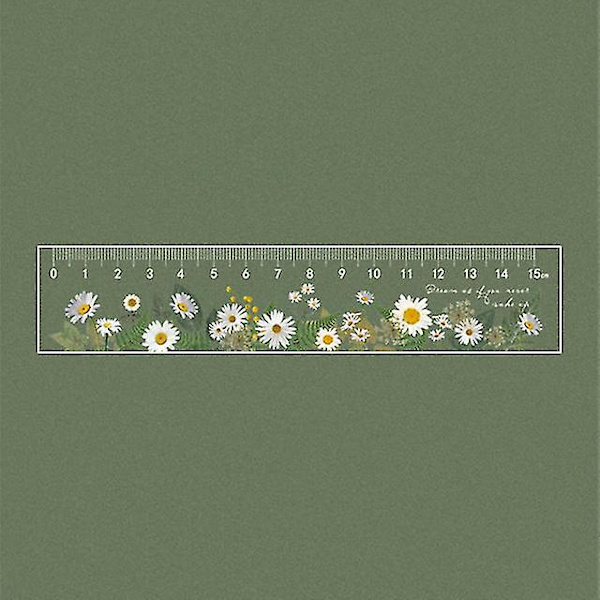 Toimistotarvikkeiden viivain | Koulun toimistotarvikkeiden piirustustarvikkeet | 15 cm Daisy Rose -viivain - Viivoittimet -（D）