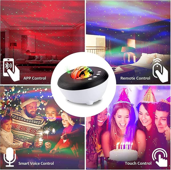 Nattlys for barn, LED-stjerneprojektor Wifi Bluetooth
