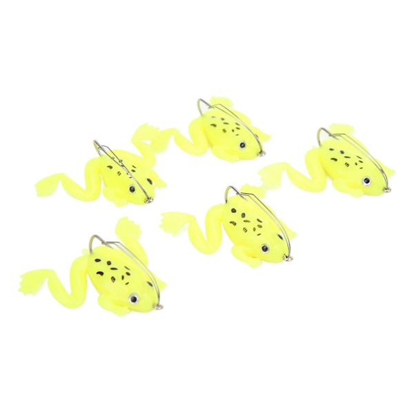 Frø Agn Blød Livagtig Kunstig Gummi Svømmende Agn med Krog til Fiskeri 5stk 3g Fluorescerende Gul