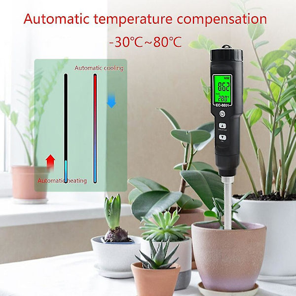 Jordtester Ec Temperatur Digital Jordtest Probe Meter Med Baggrundsbelyst Skærm