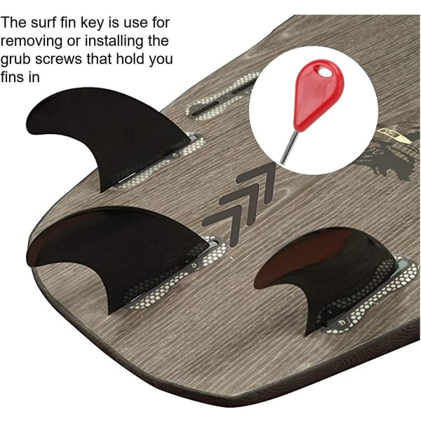 Surfebrettfinnøkkel, tilbehør for bytte av nøkkelhåndtak for surfebrett, med skruer, reservedeler for finnenøkkel for surfebrett, for finnene Universal Surfboard