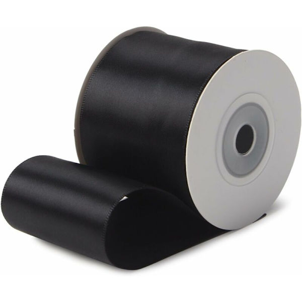 50 mm bred dubbelsidig satinband - 9 meter (030 svart)
