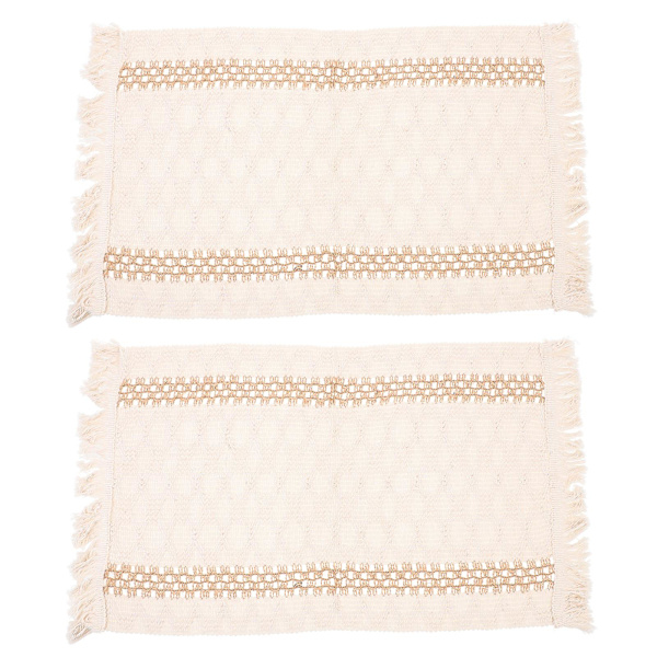 2 kpl Tassel-pöytäalustoja Kotitalouspöytäalustoja Makramee-pöytäalustoja Ruokapöydän tarvikkeet（50x30cm，Khaki）