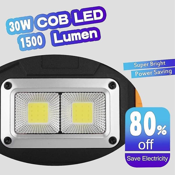 Led arbeidslys, 30w oppladbart arbeidslys, Led bærbar vanntett