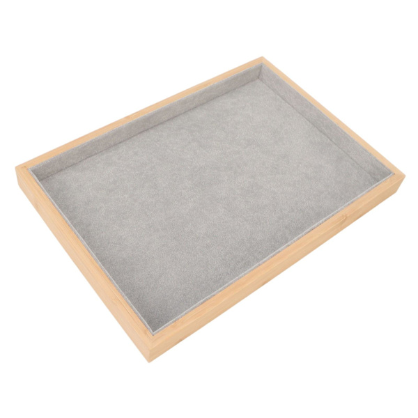 Promotion Træ Smykkebakke Klassisk Elegant Ridsefast Multifunktionelle Smykke Display Bakker til Øreringe Halskæder Armbånd Grå
