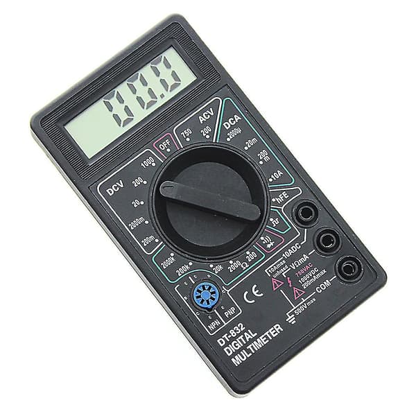 Professionel Dt832 Digital Multimeter LCD til DC AC Voltmeter Ammeter Ohm Tester（Sort）