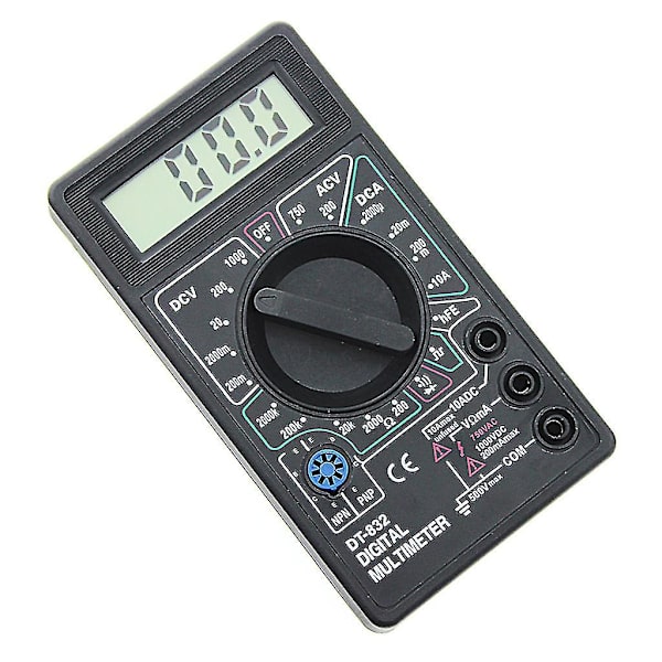Professionell Dt832 Digital Multimeter Lcd För Dc Ac Voltmeter Ammeter Ohm Tester（Svart）